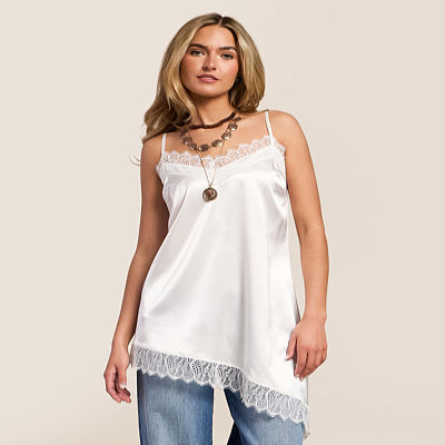 Satin Asymmetrical Tank Top | Buckle