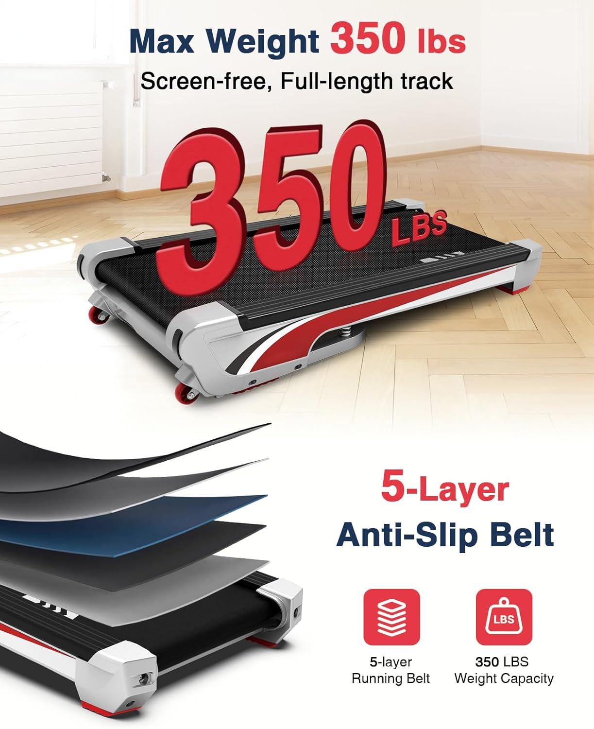 REDLIRO Walking Pad with Incline, 2.5HP Compact Under Desk Treadmill Portable, 350lbs Capacity In... | Amazon (US)