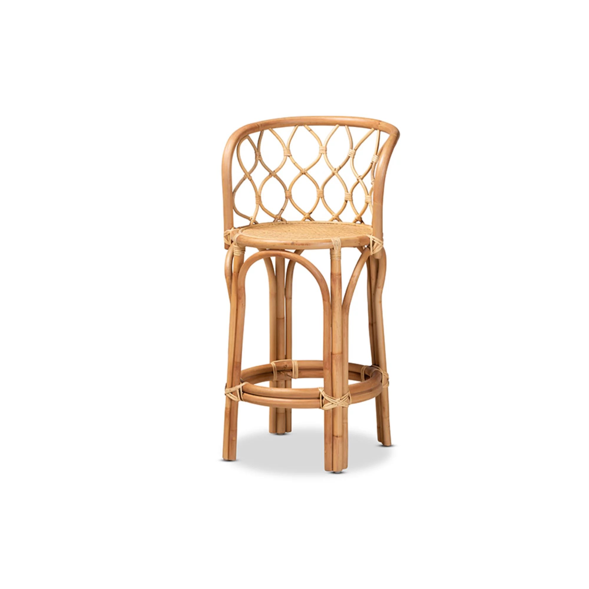 Baxton Studio Diana Modern and Contemporary Natural Finished Rattan Counter Stool | Walmart (US)