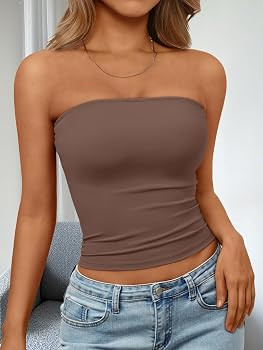 Trendy Queen Women's Strapless Bandeau Crop Top | Amazon (US)