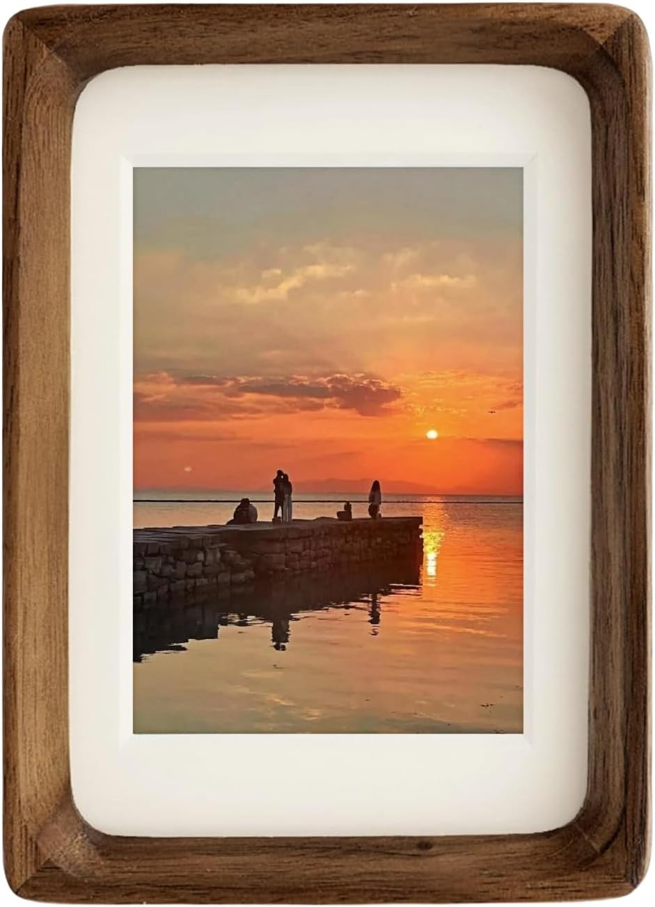 FLECHAZO Natural Walnut 5x7 Picture Frame Wood with Mat for 4x6 Photos | Amazon (US)
