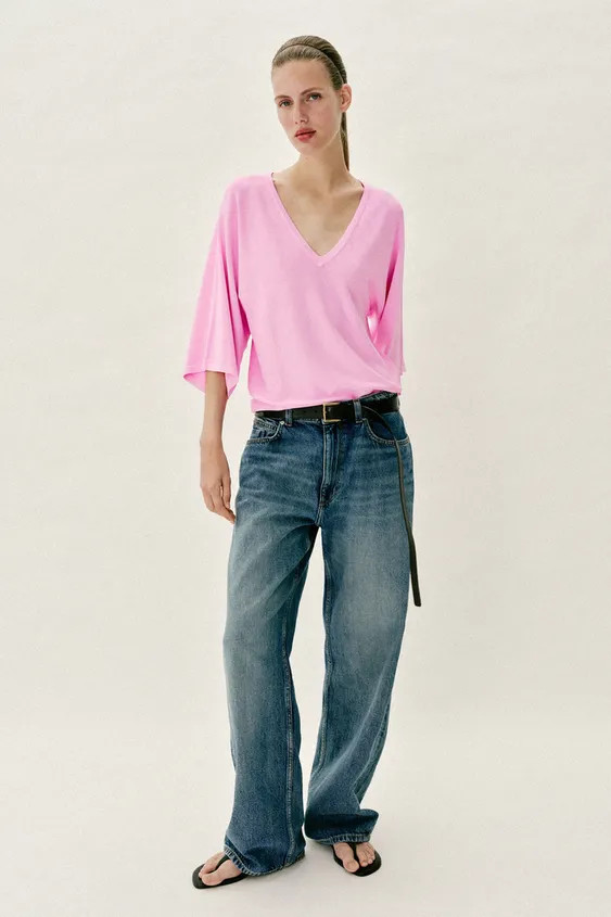 FLUID V-NECK KNIT JUMPER | Zara UK