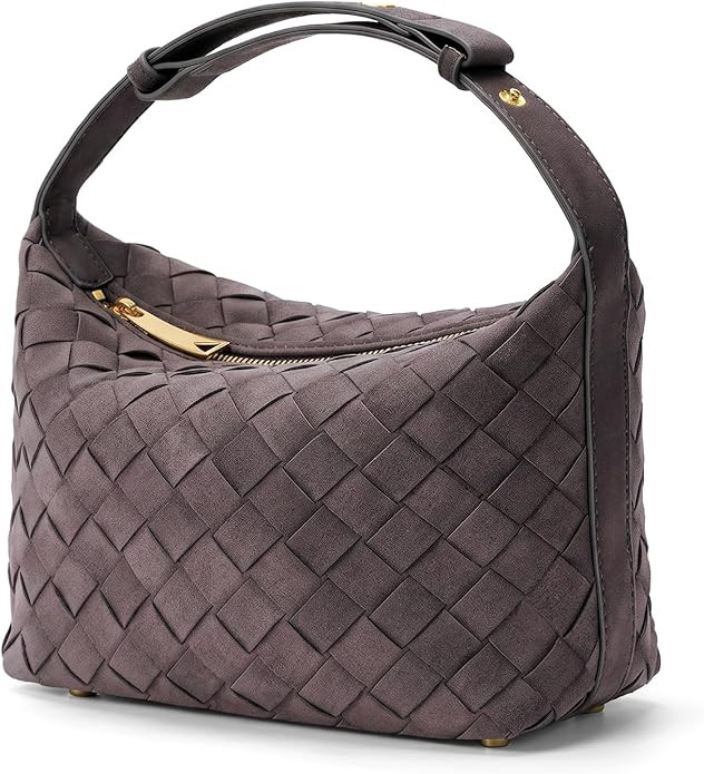 Woven Suede Shoulder Bag,Vegan Leather Hobo Handbag for Women | Amazon (US)