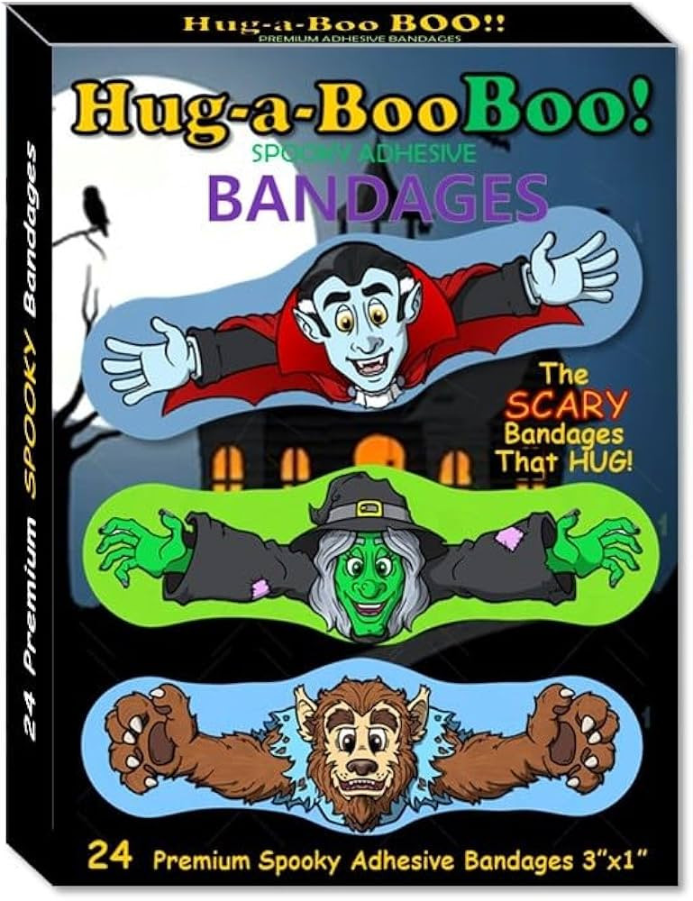 Fun Monsters Adhesive Bandages from Hug-a-BooBoo! Spooky Halloween Bandages That Hug! Favorite Sc... | Amazon (US)