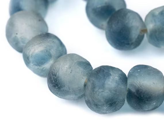 34 Jumbo Blue Wave Marine Recycled Glass Beads 23mm: Coffee - Etsy | Etsy (US)