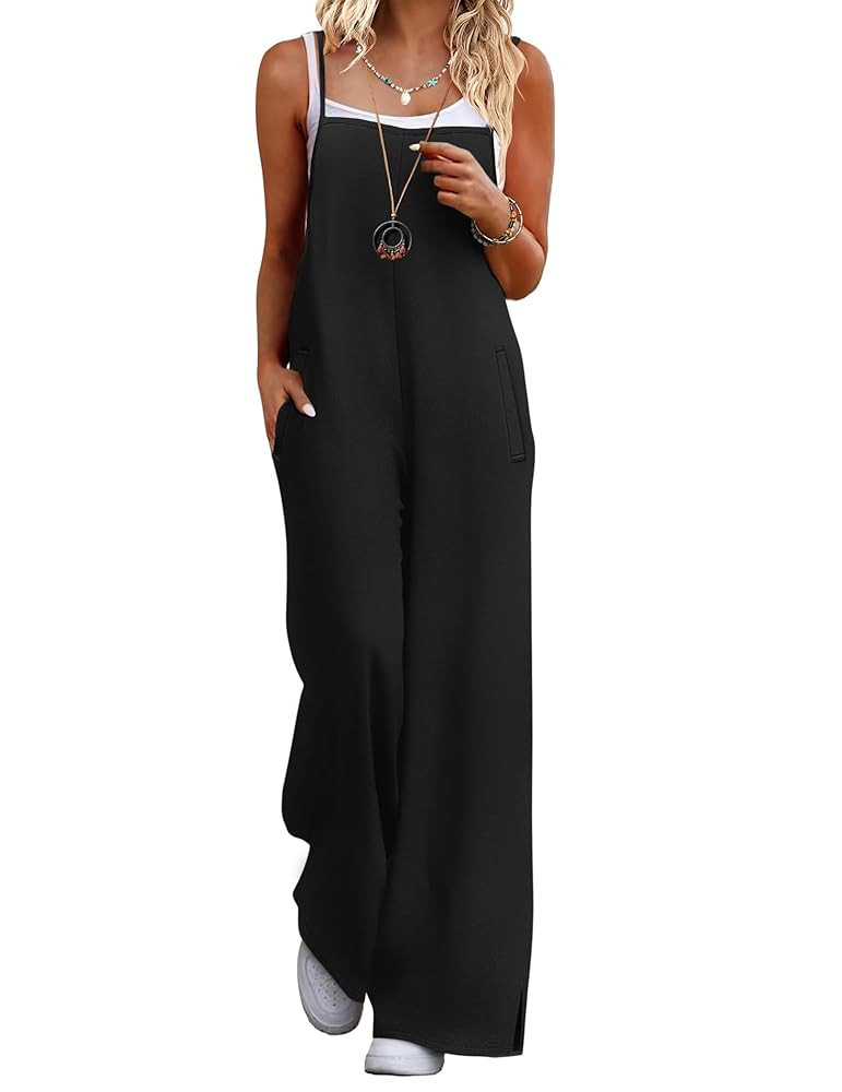 Ekouaer Womens Causal Sleeveless Jumpsuits Summer Boho Wide Leg Floral Rompers Overalls with Pock... | Amazon (US)