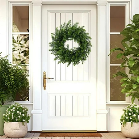 All-Season Artificial Fir Wreath - 17.8 Inch Green Front Door Wreath for Porch, Wall Hanging, Wedding, Window, Home, Farmhouse Decor | Walmart (US)