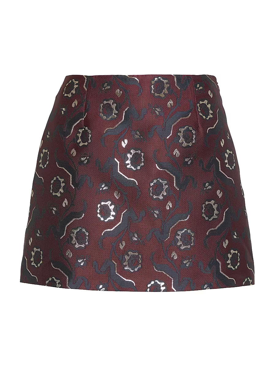Women's The Hallie Skirt - Burgundy Baroque Jacquard - Size XL | Saks Fifth Avenue