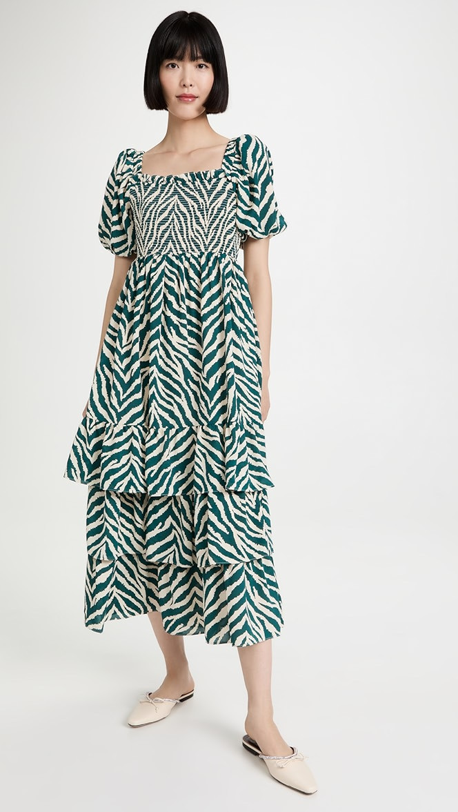 Tiger Print Smocked Midi Dress | Shopbop