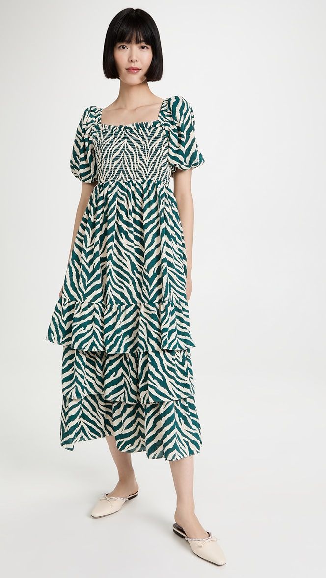 Tiger Print Smocked Midi Dress | Shopbop