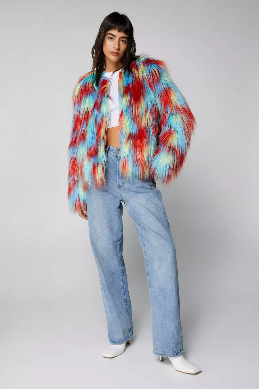 Multicolor Faux Fur Collarless Jacket | Nasty Gal US