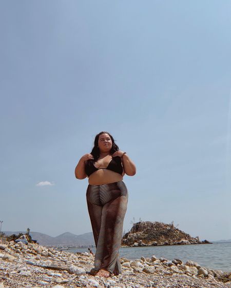 Plus size black bikini size 2X 
Beach cover up pants from boohoo size 2X 

#LTKcurves #LTKswim #LTKtravel