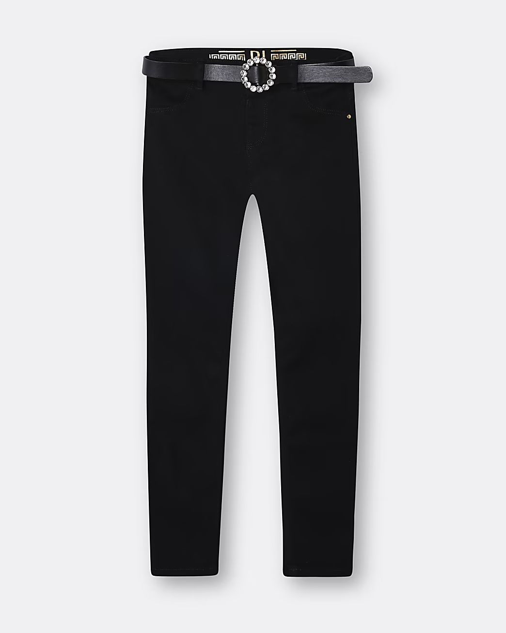River Island Girls black Molly pearl belted jeggings | River Island (US)