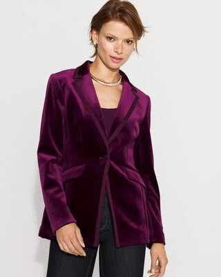 Women's One-Button Velvet Blazer in Rich Plum size XXS | White House Black Market, Business Casual Work Clothes | White House Black Market