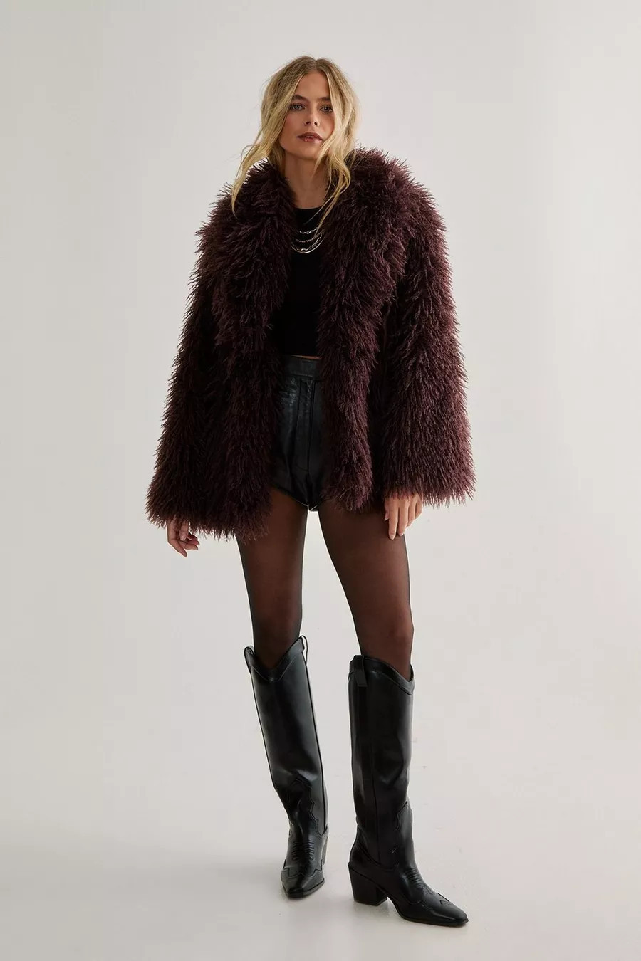 Faux Mongolian Fur Short Jacket | Nasty Gal US