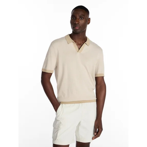 George Men's Knit Johnny Collar Polo Shirt, Sizes S-5XL | Walmart (US)