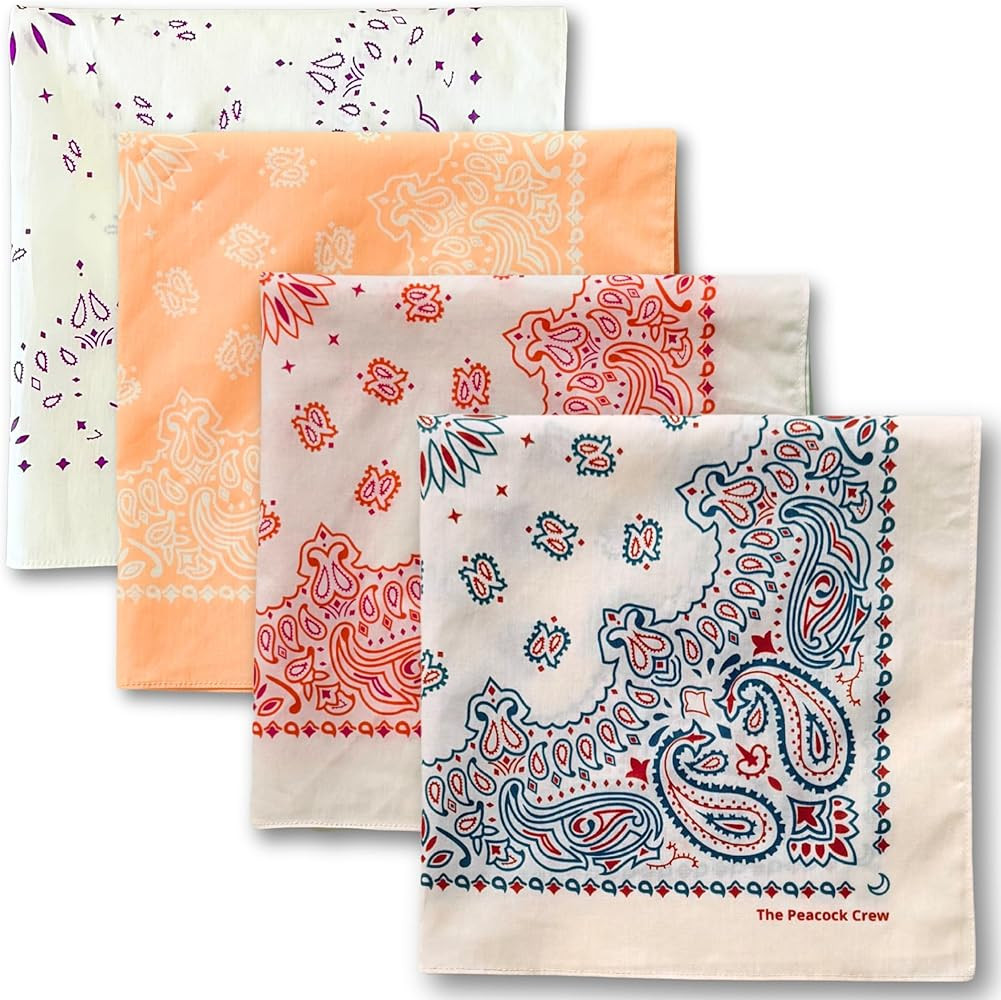 The Peacock Crew Premium Soft Cotton Bandanas Pack for Men and Women Paisley 22 x 22 inches | Amazon (US)