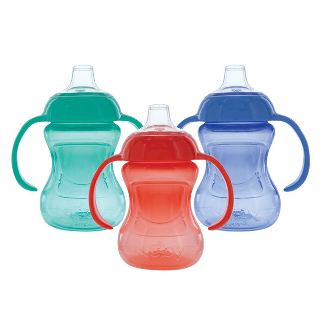 2-Handle Mini Grip N’ Sip Training Sippy Cup (3 Pack) | Green/Red/Blue | Nuby (US)