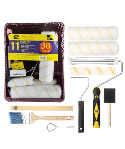 Bates- Paint Tray Set, Paint Roller Kit, 11 pcs, 9" & 4" Rollers, Small Paint Roller, Tray, 2" Angle Paintbrush, Foam Brush, Red Tray for House Painting Supplies | Amazon (US)