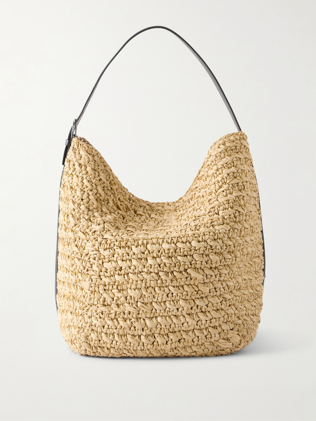 TOTEME - Leather-trimmed Raffia Shoulder Bag - Neutrals | NET-A-PORTER (US)