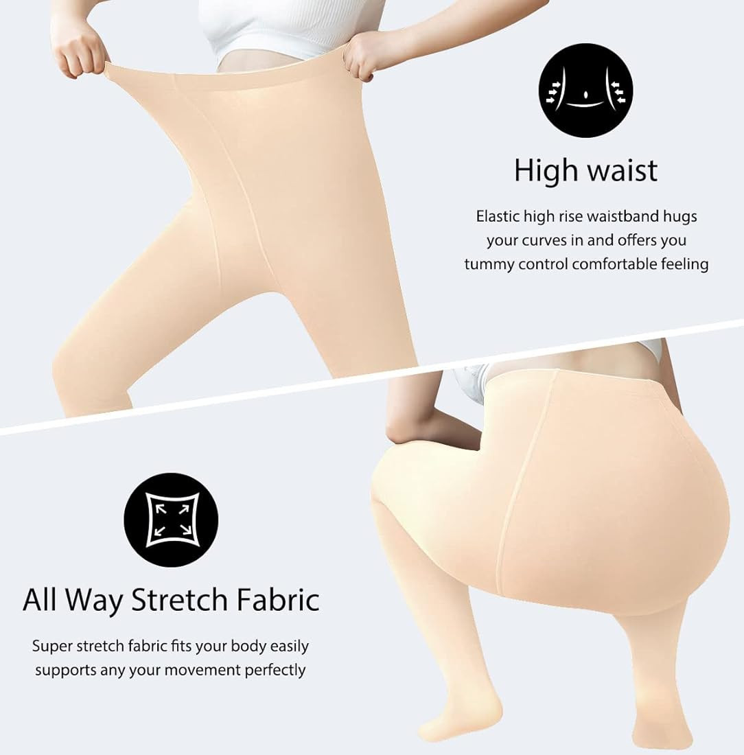 KOOSUFA Women's Fleece Lined Tights Fake Translucent Warm Pantyhose High Waisted Leggings for Cold W | Amazon (US)