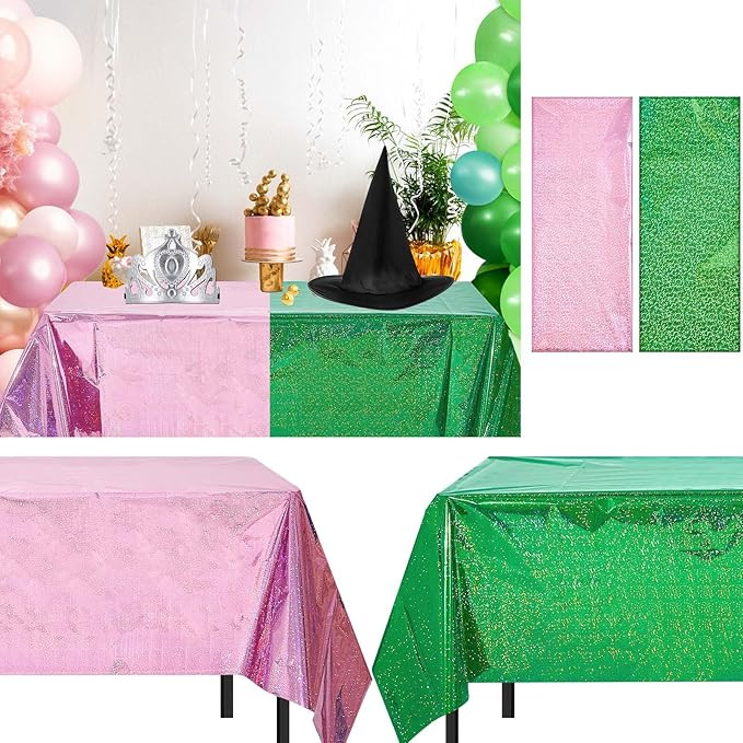 Pink Green Holographic Tablecloth for Party 54" x 108" Iridescent Tablecloth Metallic Plastic Shi... | Amazon (US)
