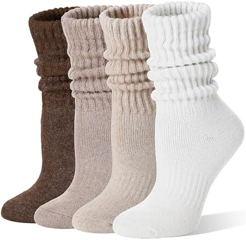 EBMORE Merino Wool Slouch Boot Socks Thermal Warm Winter Thick Scrunch Cozy Crew Socks for Women ... | Amazon (US)