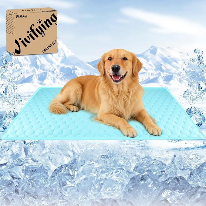 Vivifying Cooling Mat for Dogs, Q-MAX>0.5 Reversible Ice Silk Dog Cooling Blanket with Waterproof... | Amazon (US)