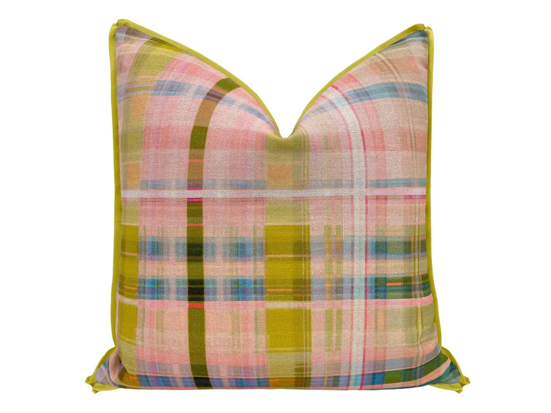 Anna Spiro Tattie // Multi With Butterfly Flange Pillow | Plaid Print | Flange Pillow | Flamestit... | Etsy (US)