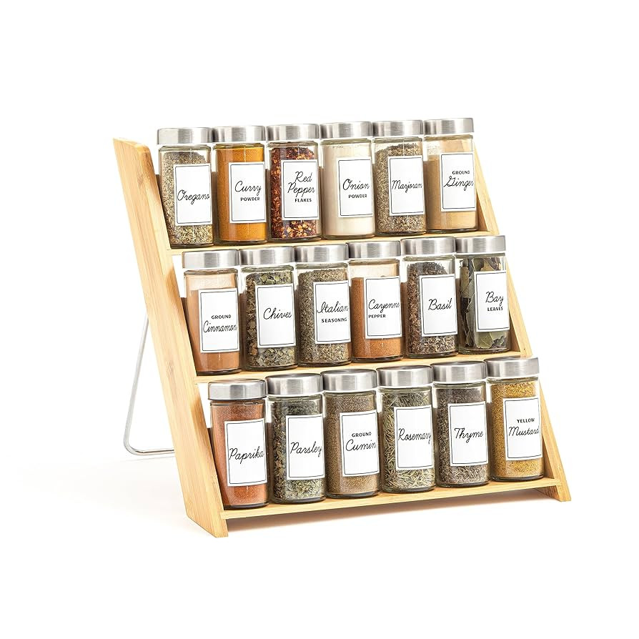 Orii 18 Jar Bamboo Compact Spice Organizer for Countertop and Kitchen Drawer, Filled with Spices,... | Amazon (US)