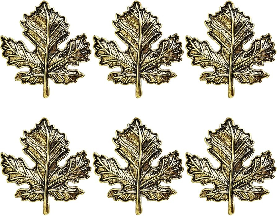 STMK Set of 6 Maple Leaf Napkin Rings, Fall Napkin Rings, Vintage Alloy Napkin Holder for Fall Th... | Amazon (US)