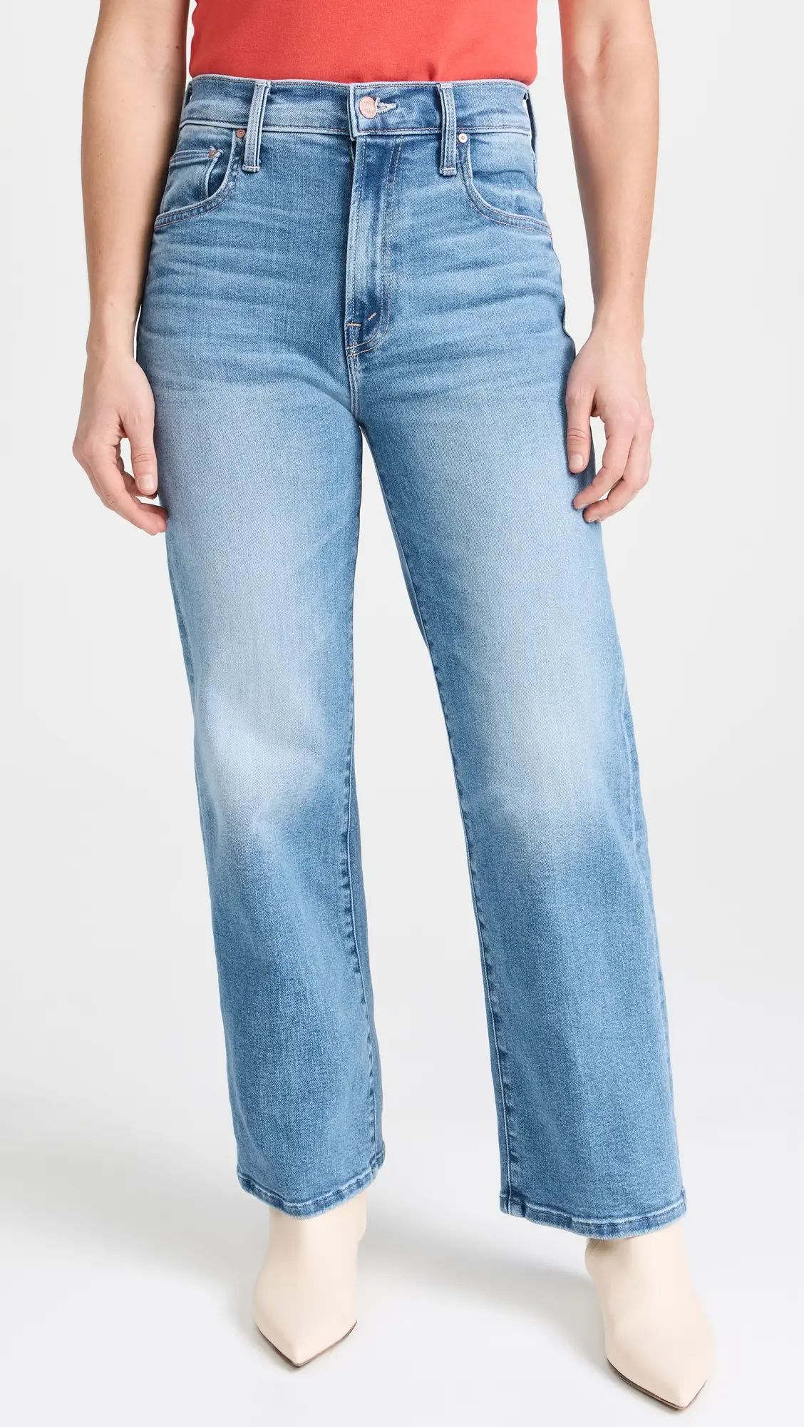 MOTHER Petite Lil Zip Rambler Flood Jeans | Shopbop | Shopbop