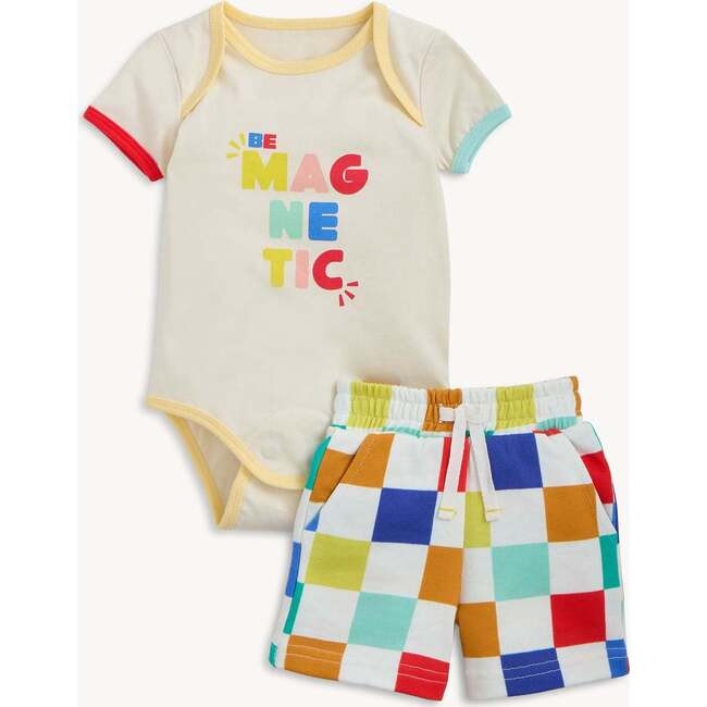 Magnetic Me | Be Bodysuit + Short Set (Multicolor, Size 9-12M) | Maisonette | Maisonette