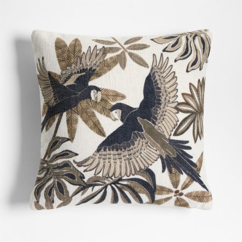Parrot Printed 20"x20" Clay Taupe Outdoor Throw Pillow + Reviews | Crate & Barrel | Crate & Barrel