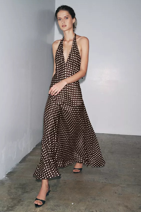 ZW COLLECTION HALTER POLKA DOT DRESS | Zara US