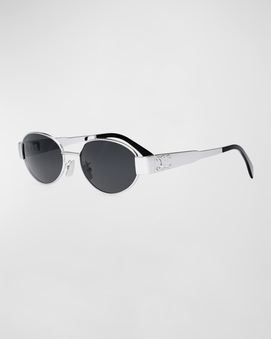 Celine Triomphe Oval Metal Sunglasses | Neiman Marcus