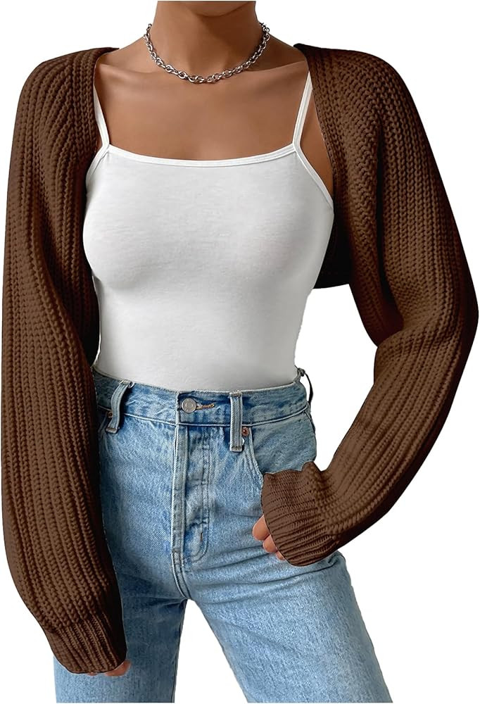 GORGLITTER Women's Open Front Cardigan Sweater Trendy Dressy Cute Long Sleeve Bolero Shrug Fall K... | Amazon (US)