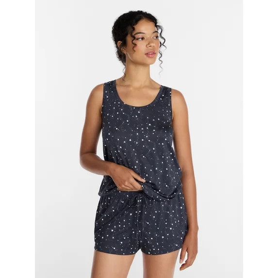 Joyspun Women's Tank Top and Shorts Pajama Set, 2-Piece, Sizes XS-3X | Walmart (US)