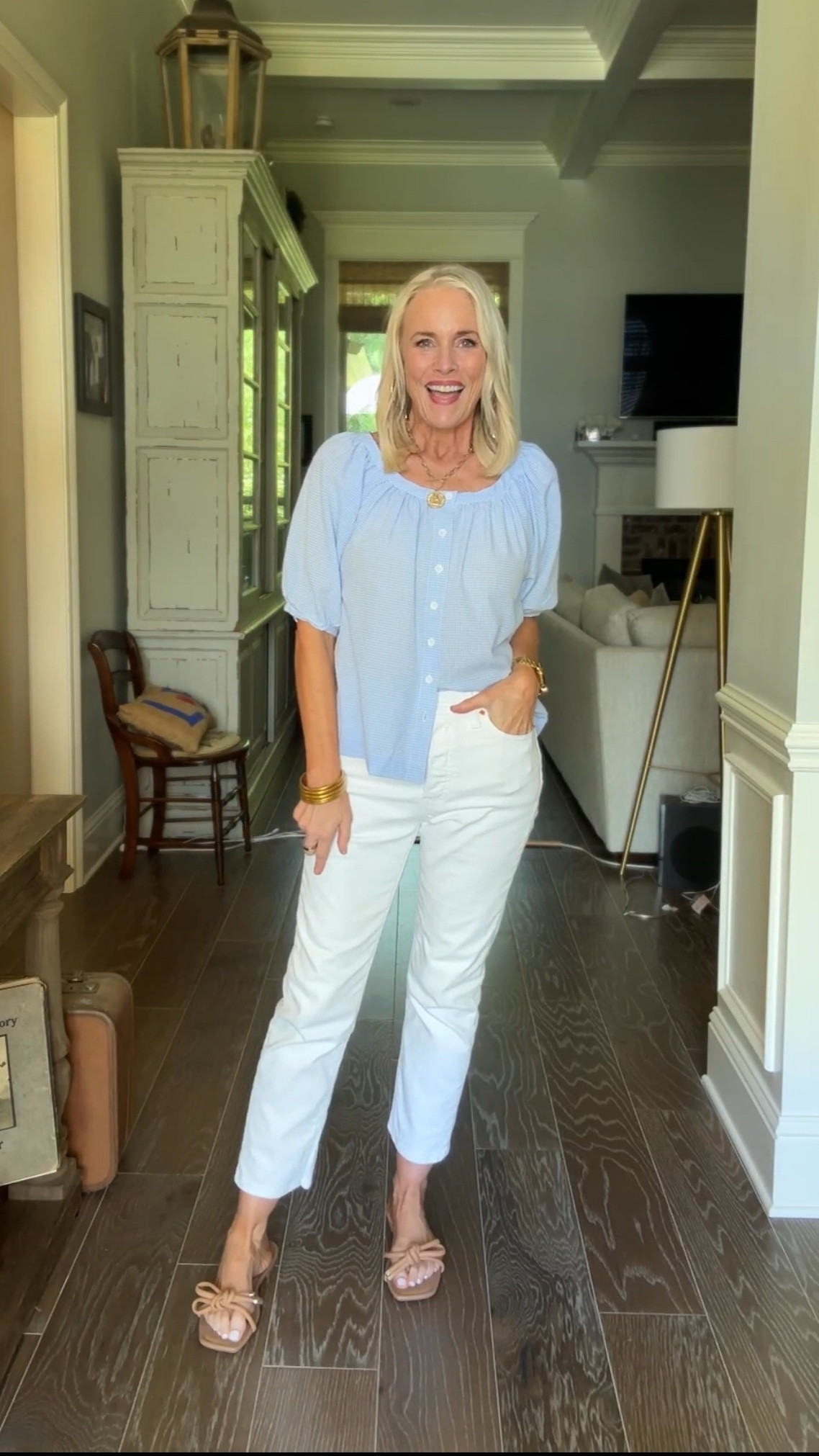 Gingham is all the rage this summer! I sized down to a small in this top since it is very oversized, not stretchy.

#LTKStyleTip #LTKSeasonal #LTKFindsUnder50