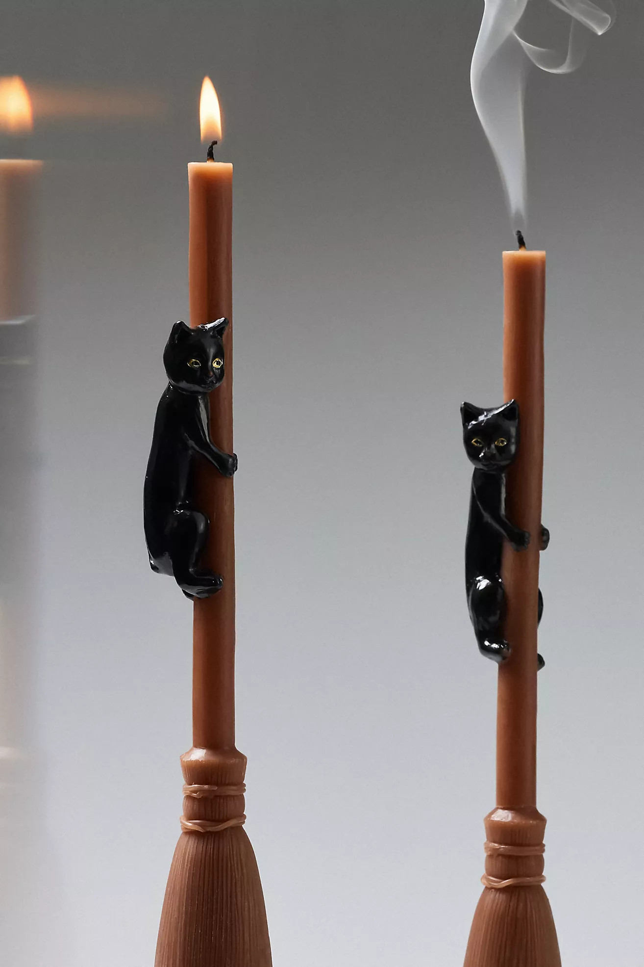 Cat on a Broom Shaped Wax Taper Candles, Set of 2 | Anthropologie (US)