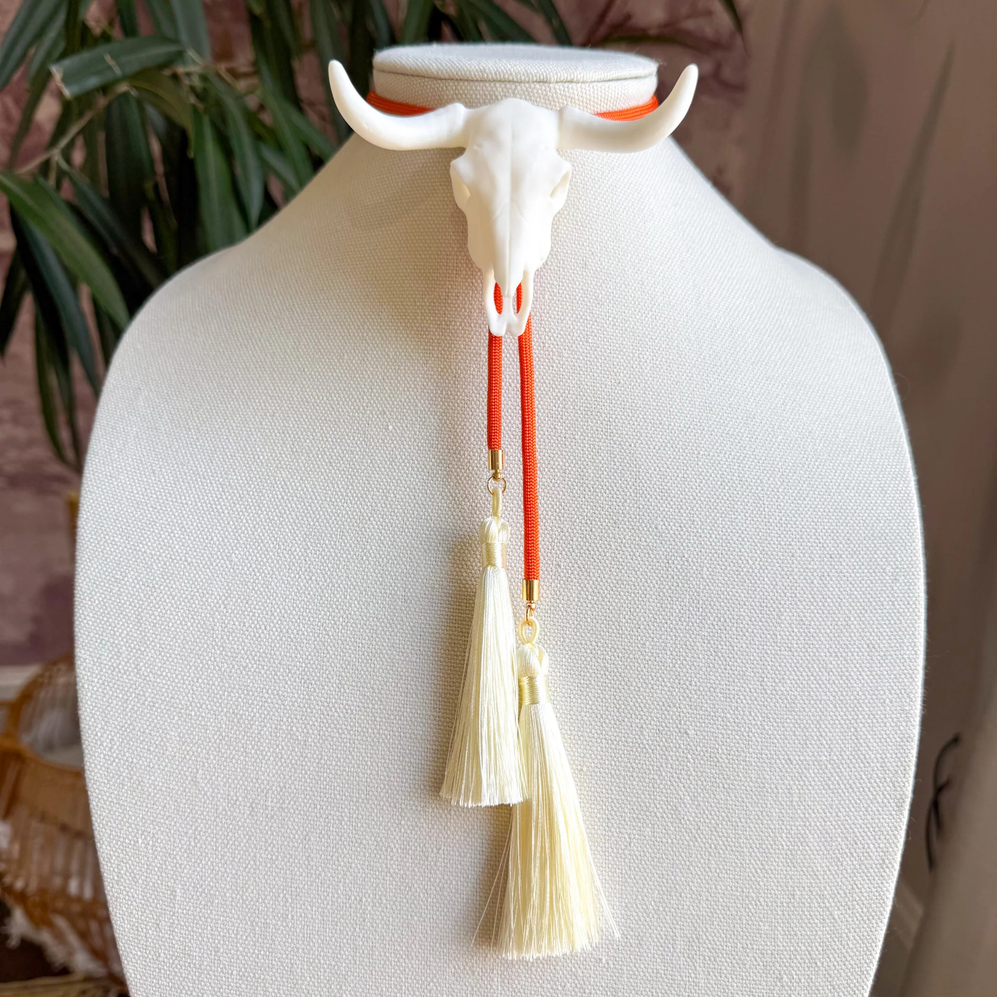Longhorn Bolo Ivory with Burnt Orange & Ivory | Rahya Jewelry Design