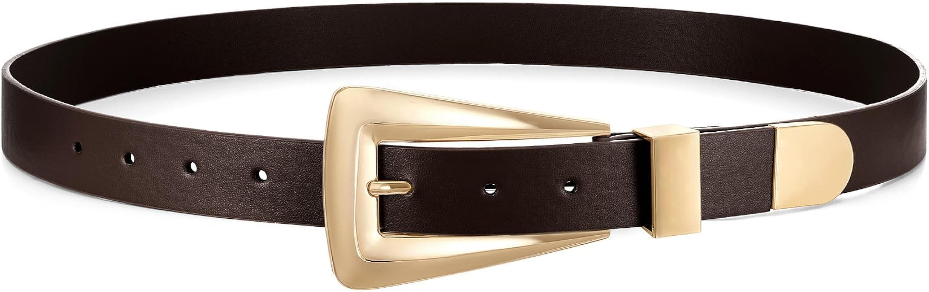 Women's Leather Belts for Jeans Pants Fashion Leather Waist Belt Ladies Dress Belts with Gold/Sil... | Amazon (US)