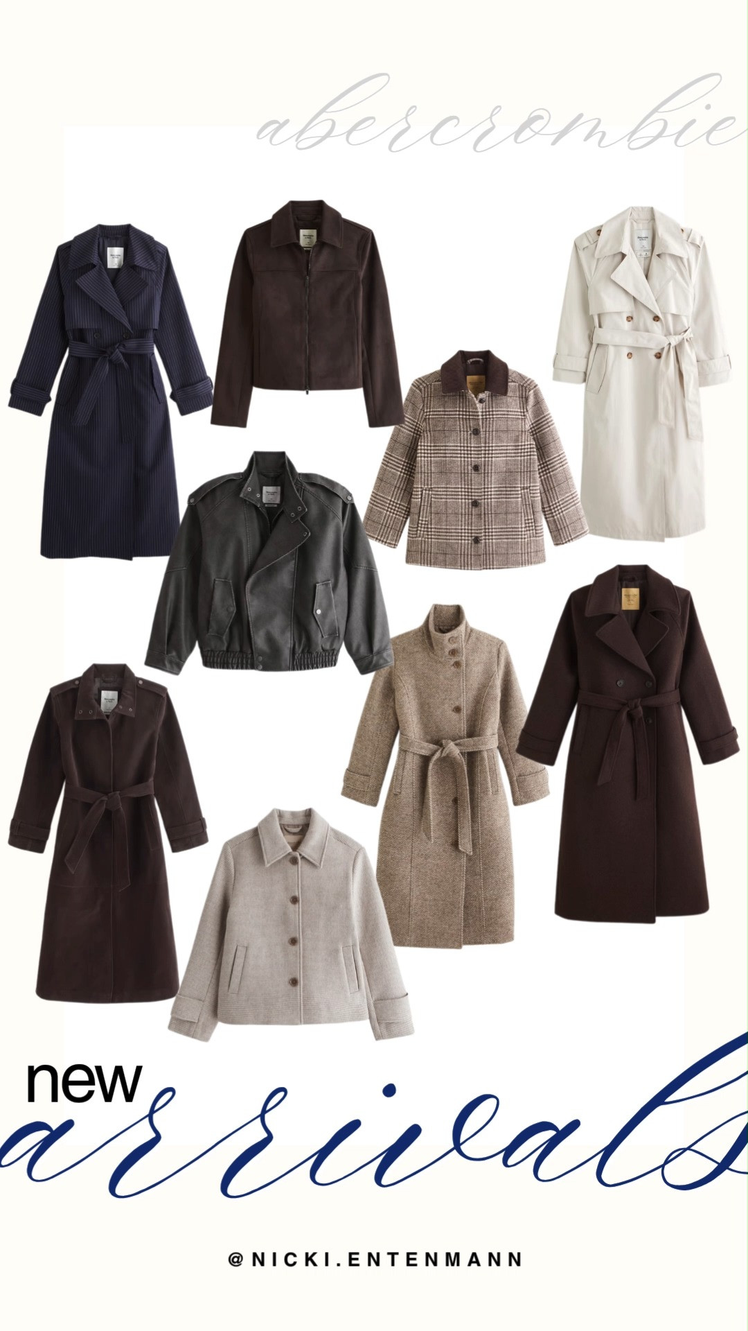 Welcome coat season with these stunning Abercrombie new arrivals designed for effortless fall layering. This outerwear lineup features classic trench coats, rich chocolate brown wrap coats, tailored plaid jackets, and edgy dark leather options. Upgrade your cool-weather wardrobe with these preppy, sophisticated coats that instantly elevate any look.

#abercrombie #abercrombiestyle #coatseason #newarrivals #fallfashion #outerwear #preppycasual 

 #LTKootd #LTKSeasonal #LTKTravel