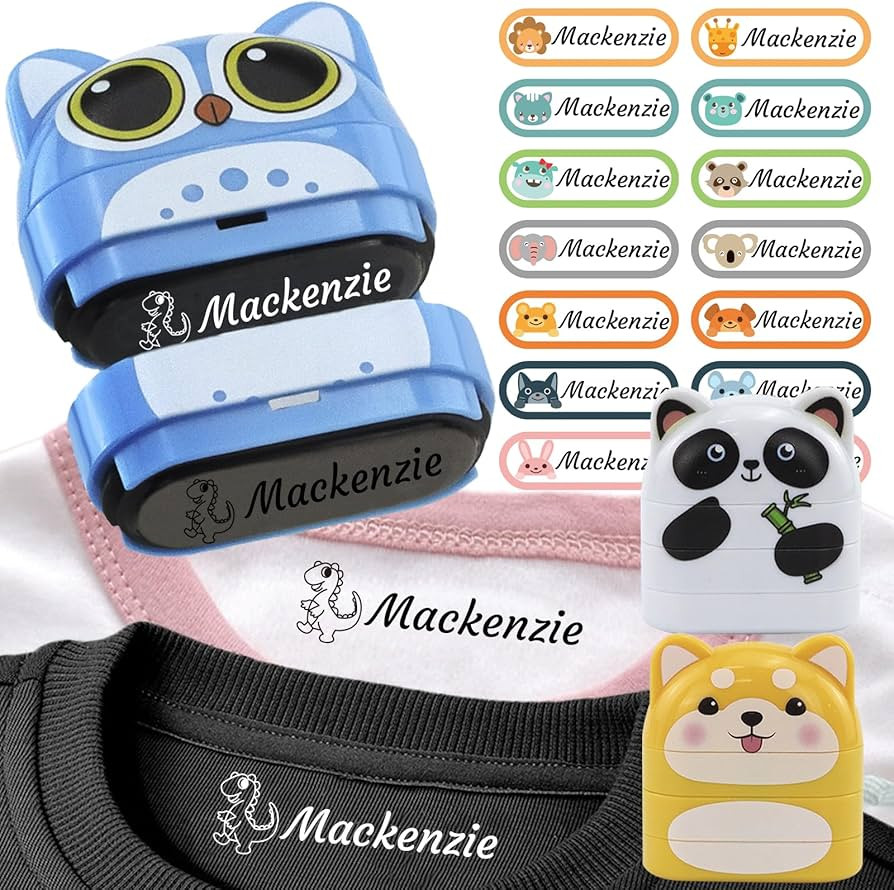Name Stamp for Kids Clothing - Double Sided Name Stamp(White + Black Ink)- Kindergarten and Eleme... | Amazon (US)