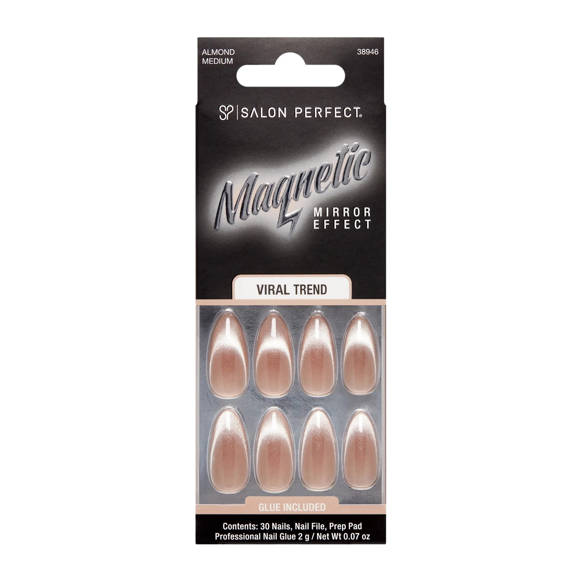 Salon Perfect Uñas Postizas Artificiales, 121 Magnéticas Plateadas, Almendra Mediana, Lima, Peg... | Walmart (US)