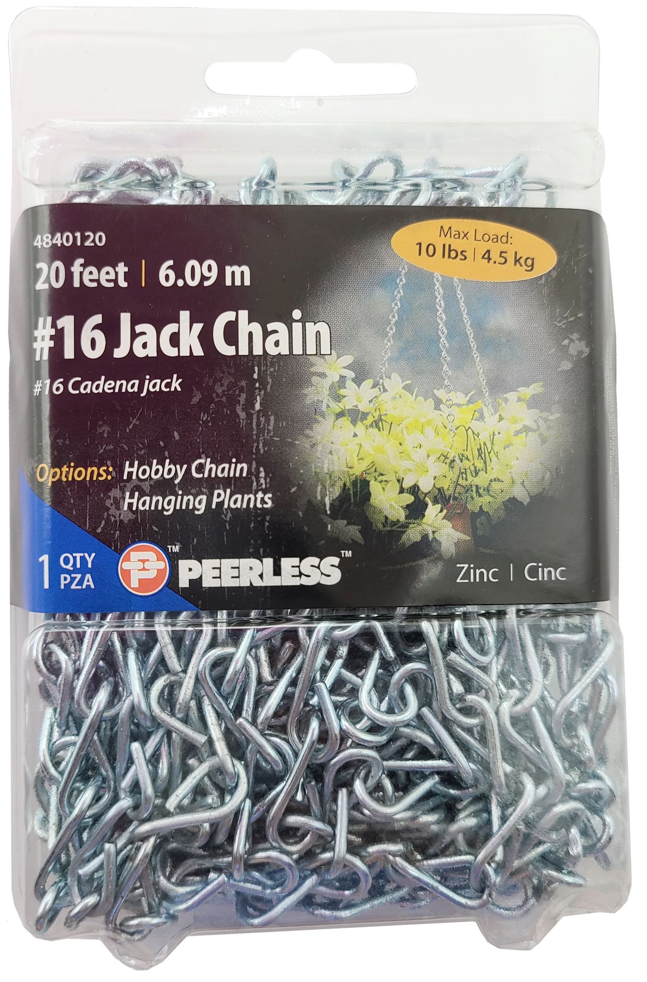 Peerless #16 Jack Hanging Plant and Sign Chain, Zinc, 20 feet, 10 pounds - Walmart.com | Walmart (US)