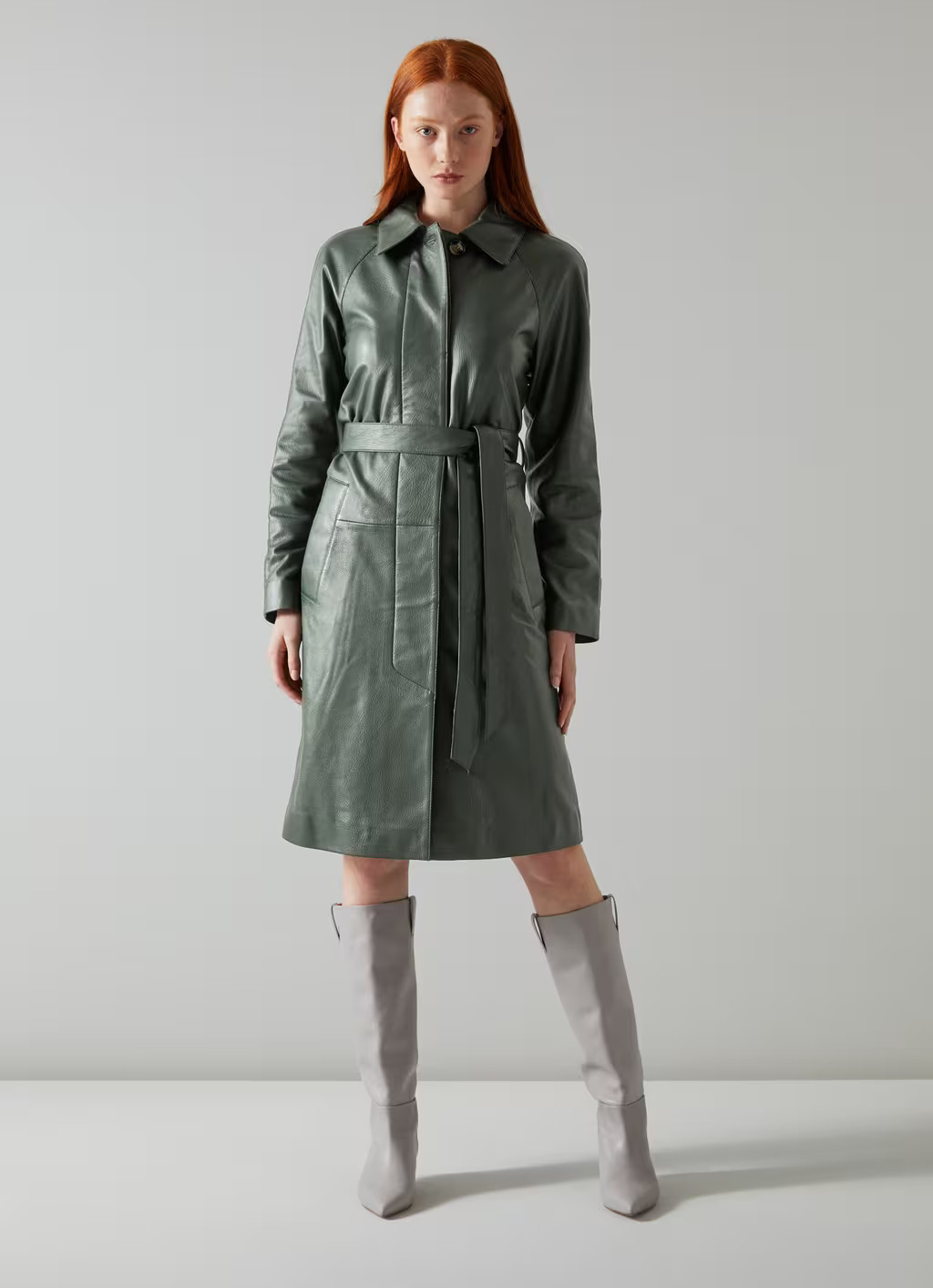 Cora Green Leather Trench Coat | L.K. Bennett (UK)