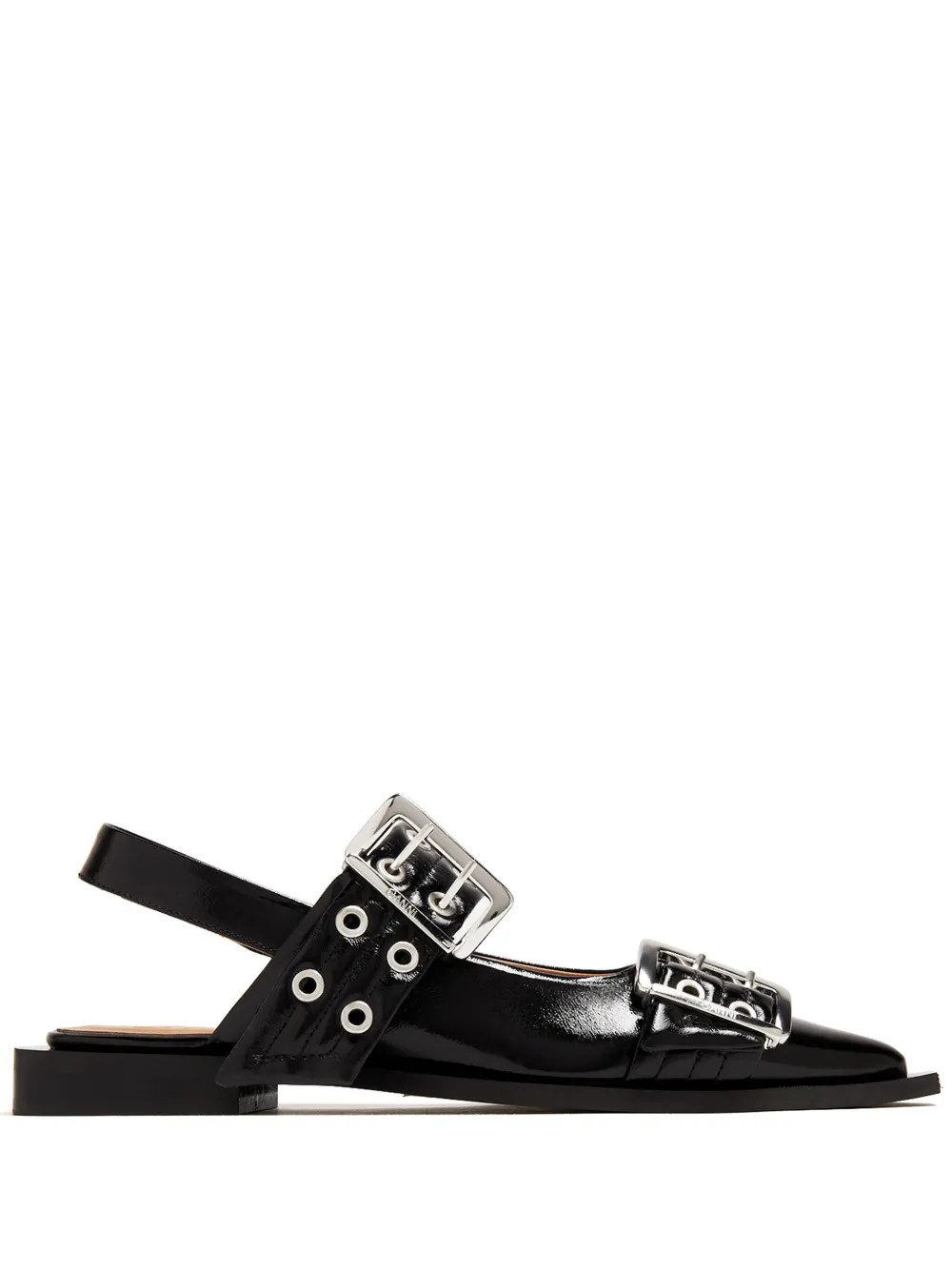 GANNI Buckle Ballet Pumps | Black | FARFETCH UK | Farfetch Global