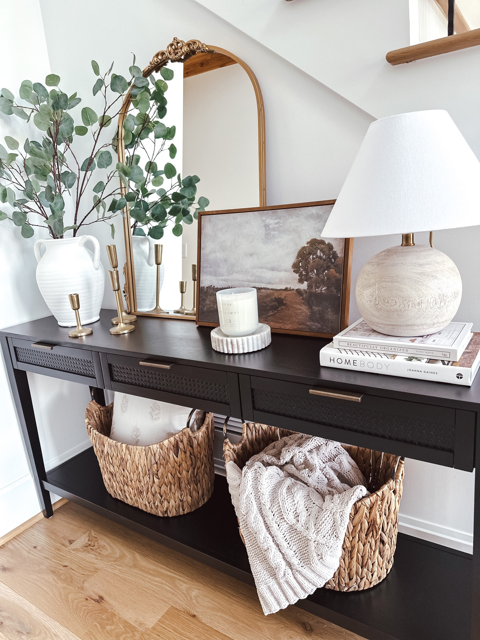 Black entryway console deals table