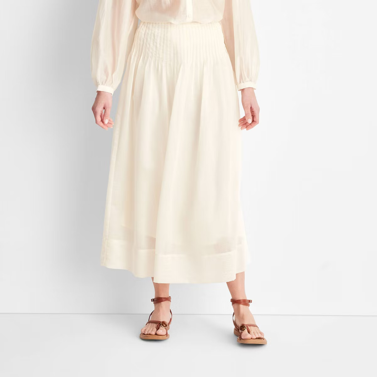 Women's Drop Waist Pleated Sheer Midi Skirt - Future Collective | Target